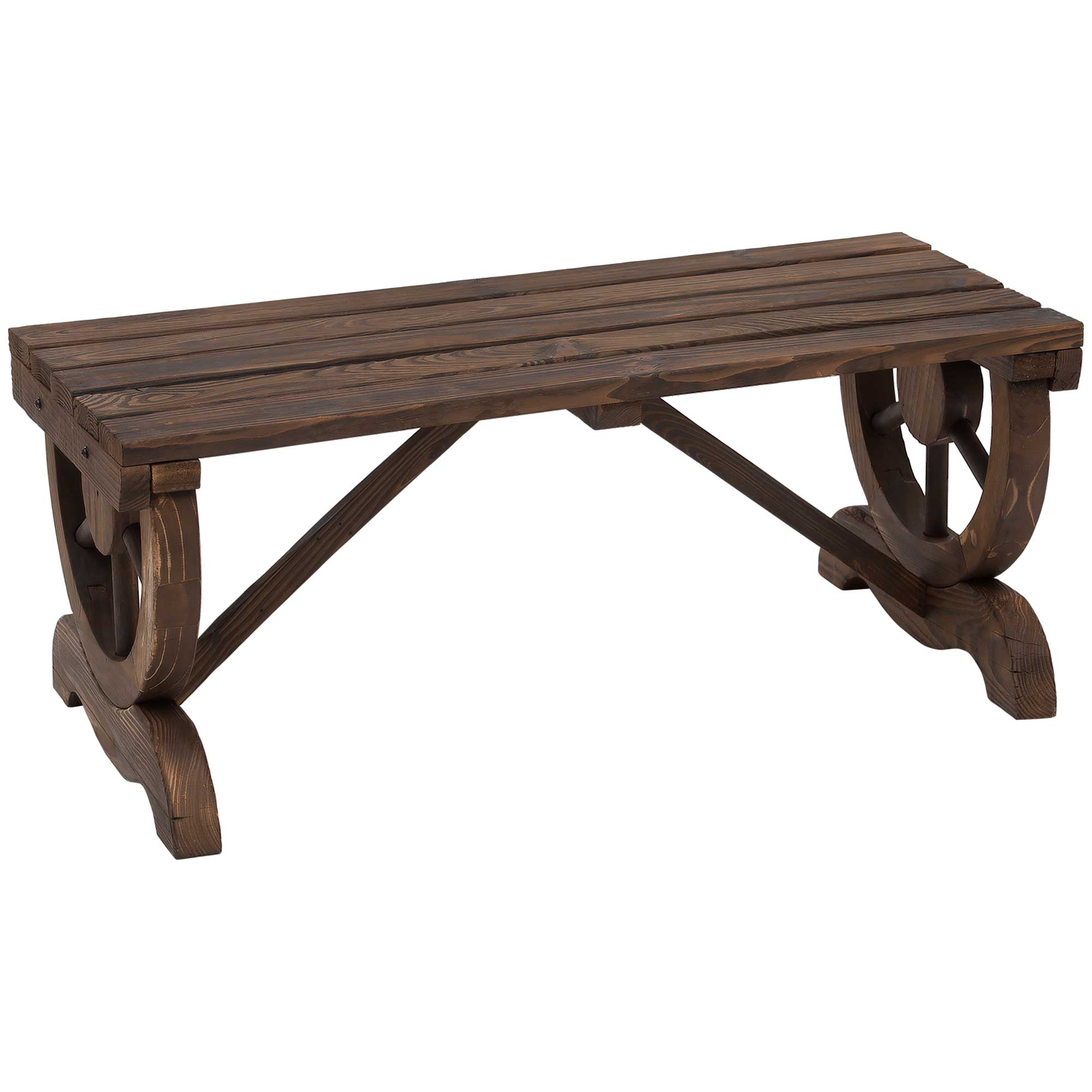 Outsunny Gartenbank Holz wetterfest 98 x 50 x 39,5 cm, rustikale Sitzbank f günstig online kaufen