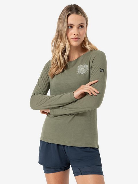 SUPER.NATURAL Langarmshirt für Damen, Merino LITTLE HEARTWOOD Herz Motiv, c günstig online kaufen