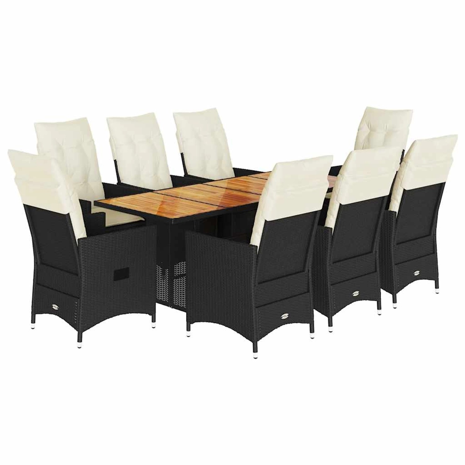 vidaXL 9-Tlg Garten-Essgruppe mit Kissen Schwarz Poly Rattan 3276689 günstig online kaufen