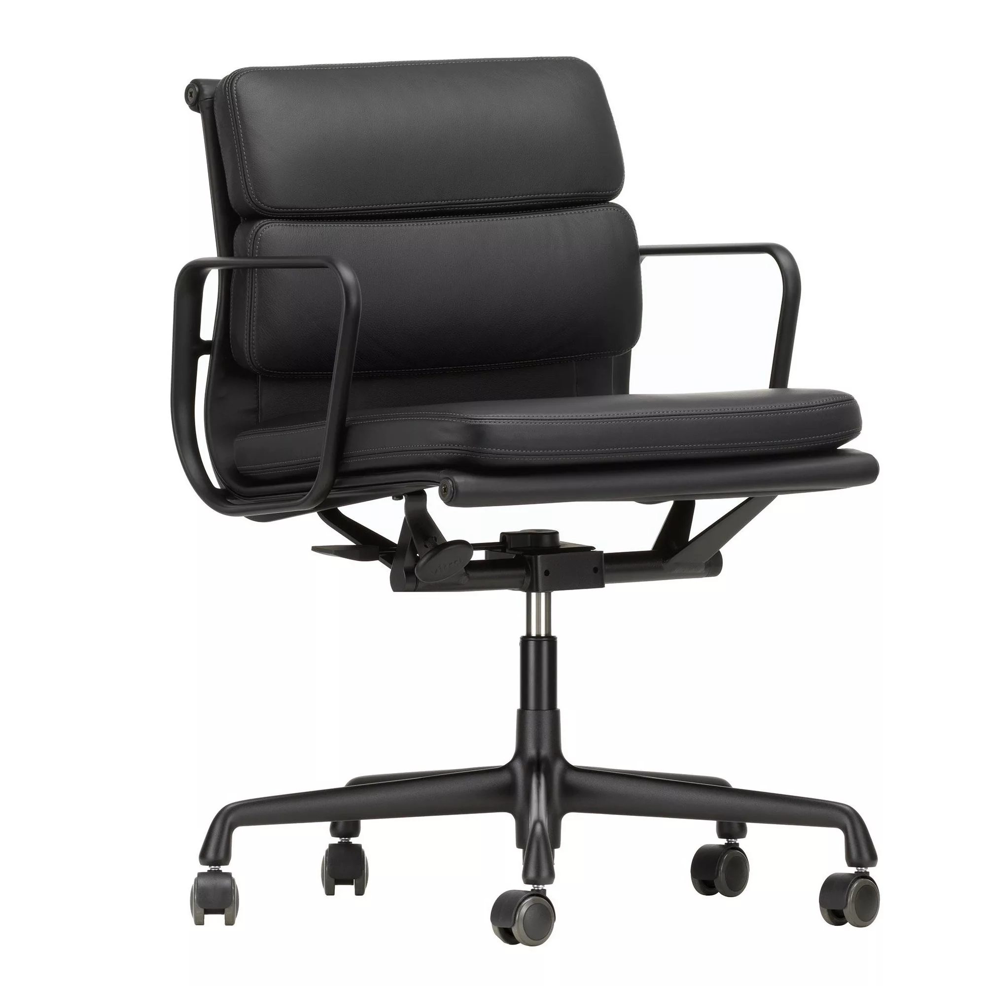 Vitra - EA 217 Soft Pad Chair Gestell schwarz - schwarz nero/Leder Premium günstig online kaufen