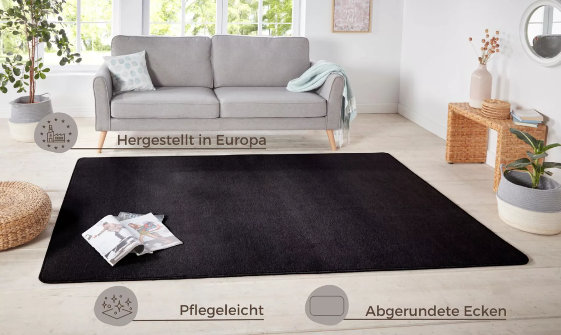 HANSE Home Teppich »Shashi«, rechteckig, 8,5 mm Höhe, Kurzflor, Unifarben, günstig online kaufen