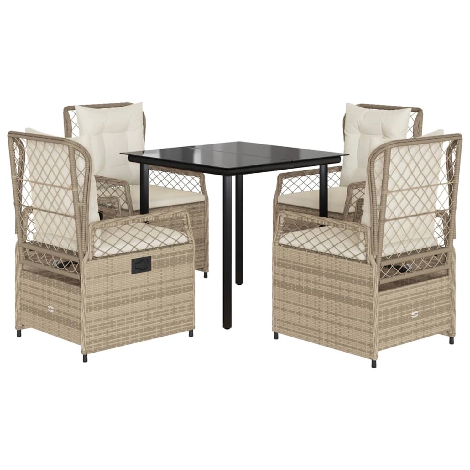 vidaXL 5-Tlg Garten-Essgruppe mit Kissen Beige Poly Rattan 3263021 günstig online kaufen