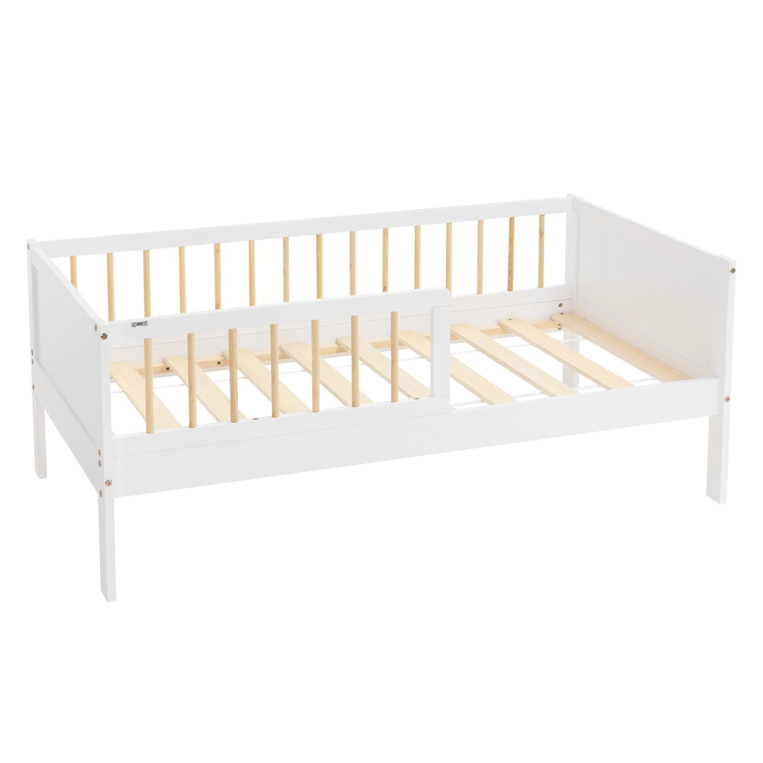 ML-Design Kinderbett 70x140 cm Weiß-Natur Einzelbett mit Lattenrost günstig online kaufen