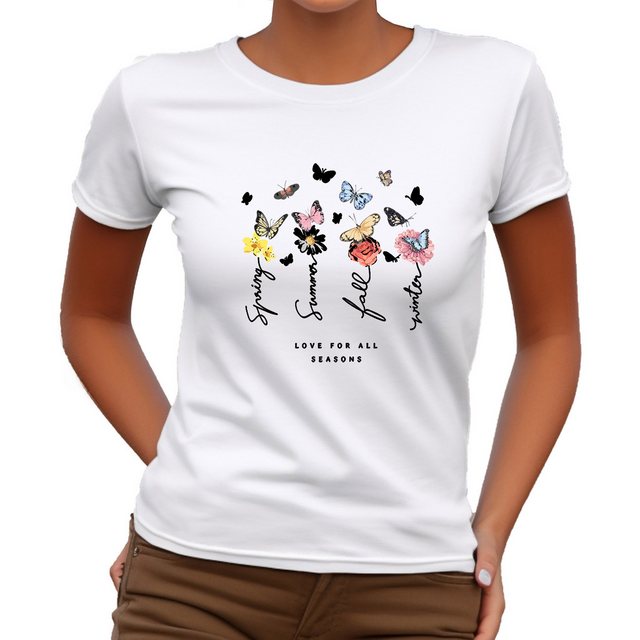 Banco T-Shirt Damen Kurzarm Premium T-Shirt Blumen Aufrduck hochwertiger Pr günstig online kaufen