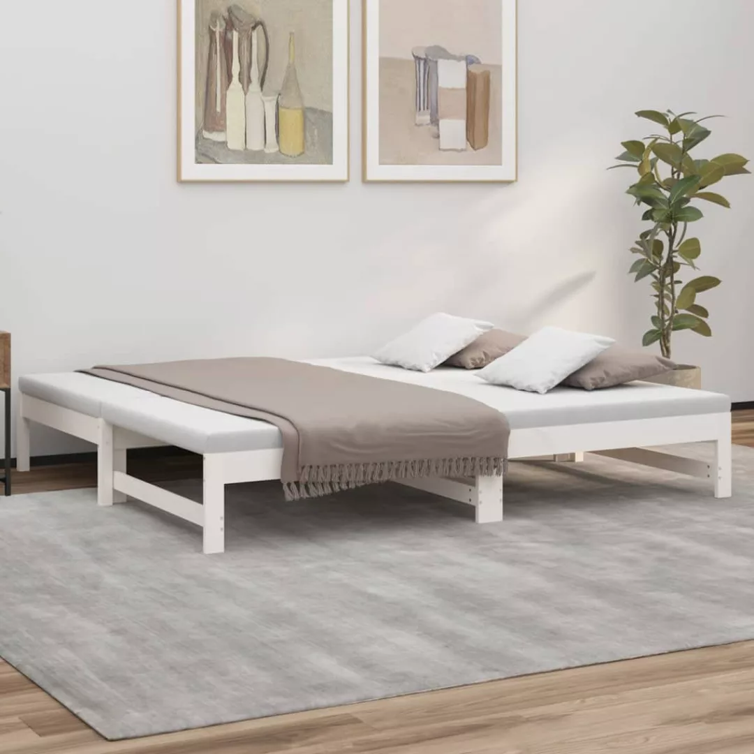 Vidaxl Tagesbett Ausziehbar Weiß 2x(75x190) Cm Massivholz Kiefer günstig online kaufen