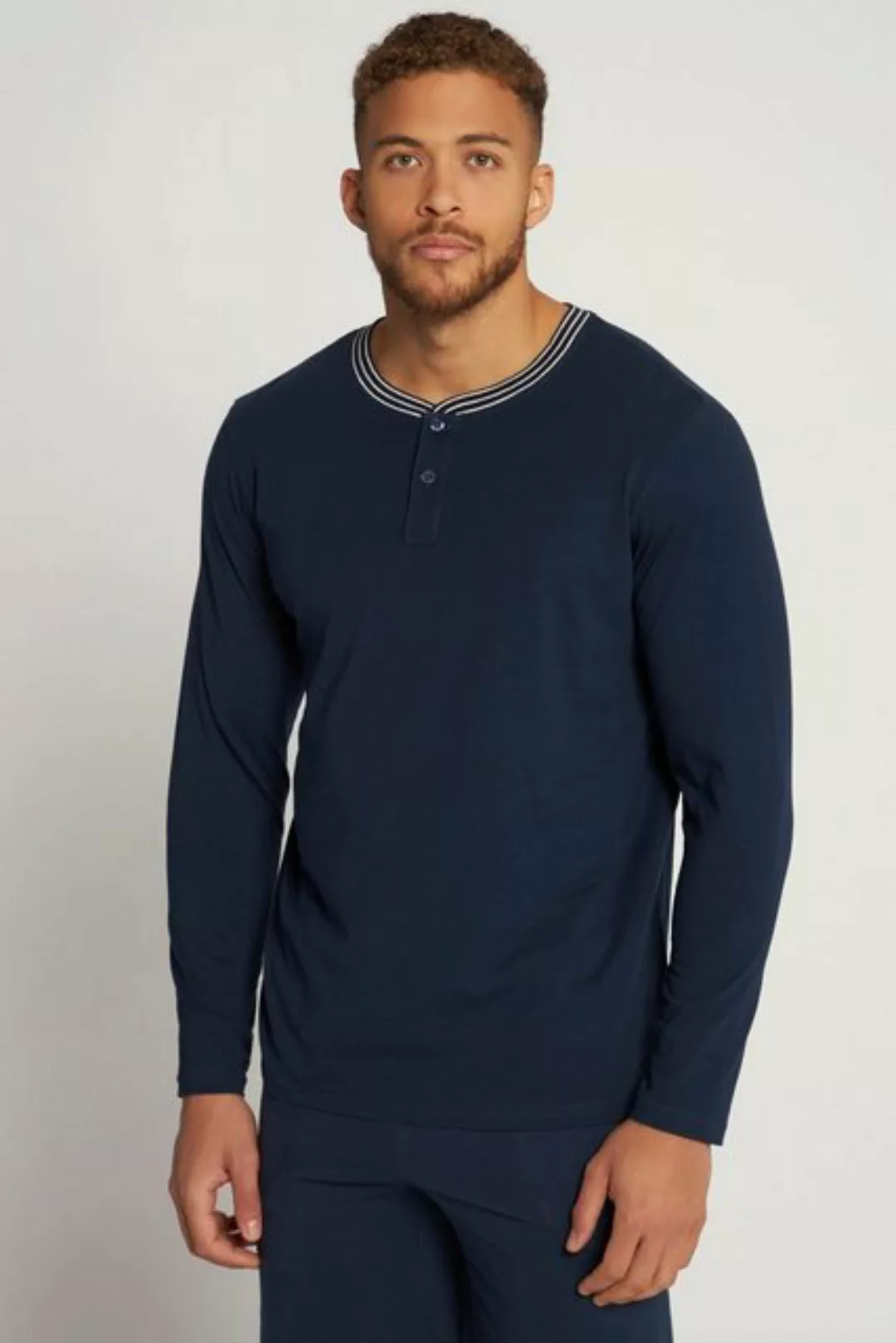 JP1880 Henleyshirt Henley Langarm Rundhals Knopfleiste günstig online kaufen