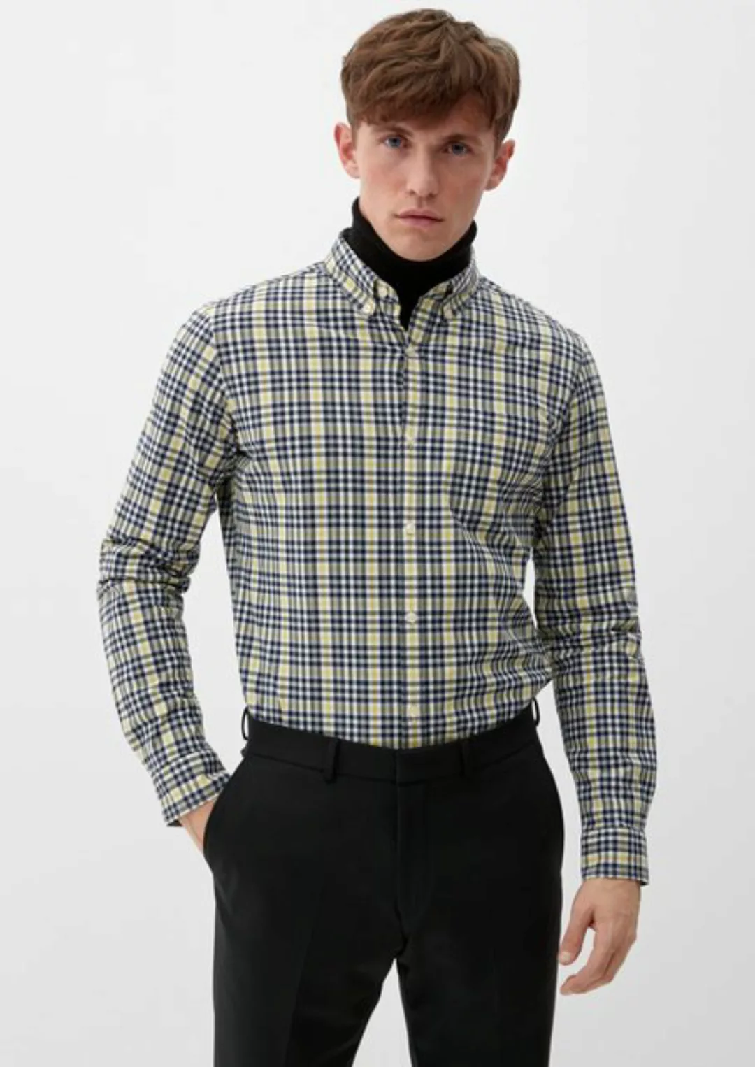 s.Oliver Langarmhemd Slim: Hemd mit Button-down-Kragen günstig online kaufen