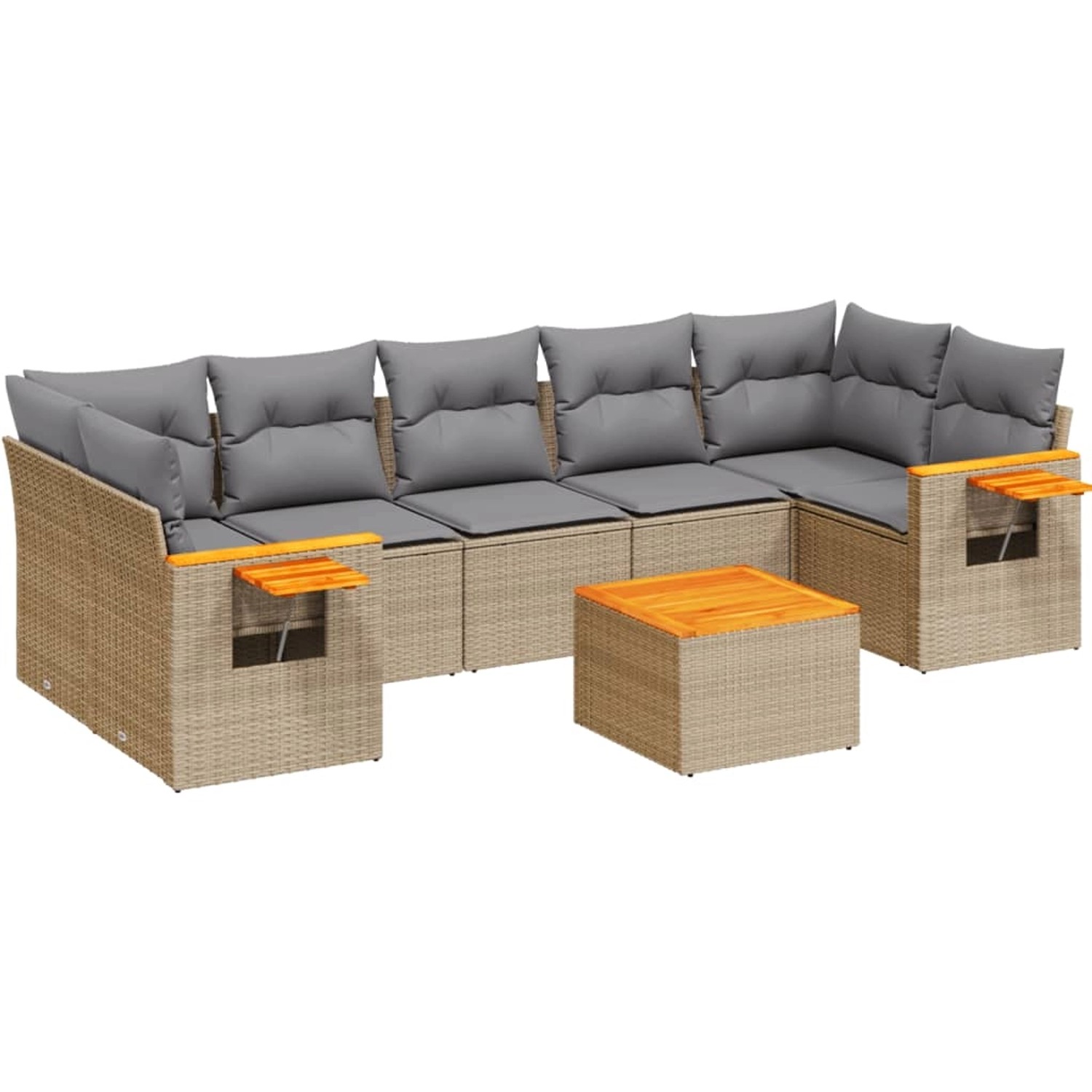 vidaXL 8-Tlg Garten-Sofagarnitur mit Kissen Beige Poly Rattan 3259056 günstig online kaufen