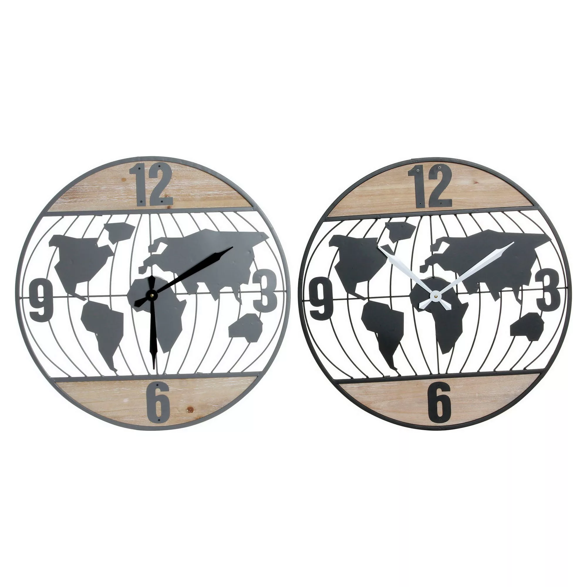 Wanduhr Dkd Home Decor Schwarz Grau Eisen Holz Mdf Weltkarte (2 Pcs) (60 X günstig online kaufen