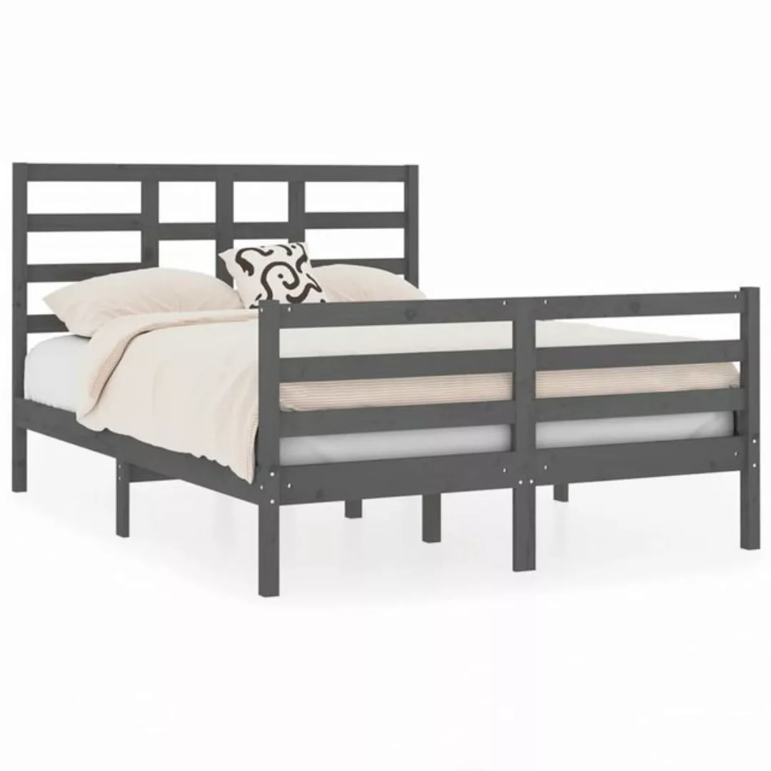 furnicato Bett Massivholzbett Grau 140x190 cm günstig online kaufen