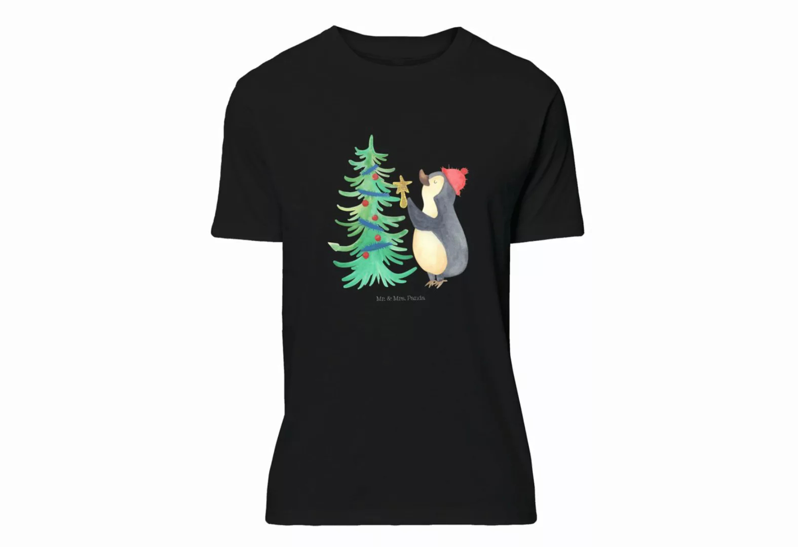 Mr. & Mrs. Panda T-Shirt Pinguin Weihnachtsbaum - Schwarz - Geschenk, Tshir günstig online kaufen