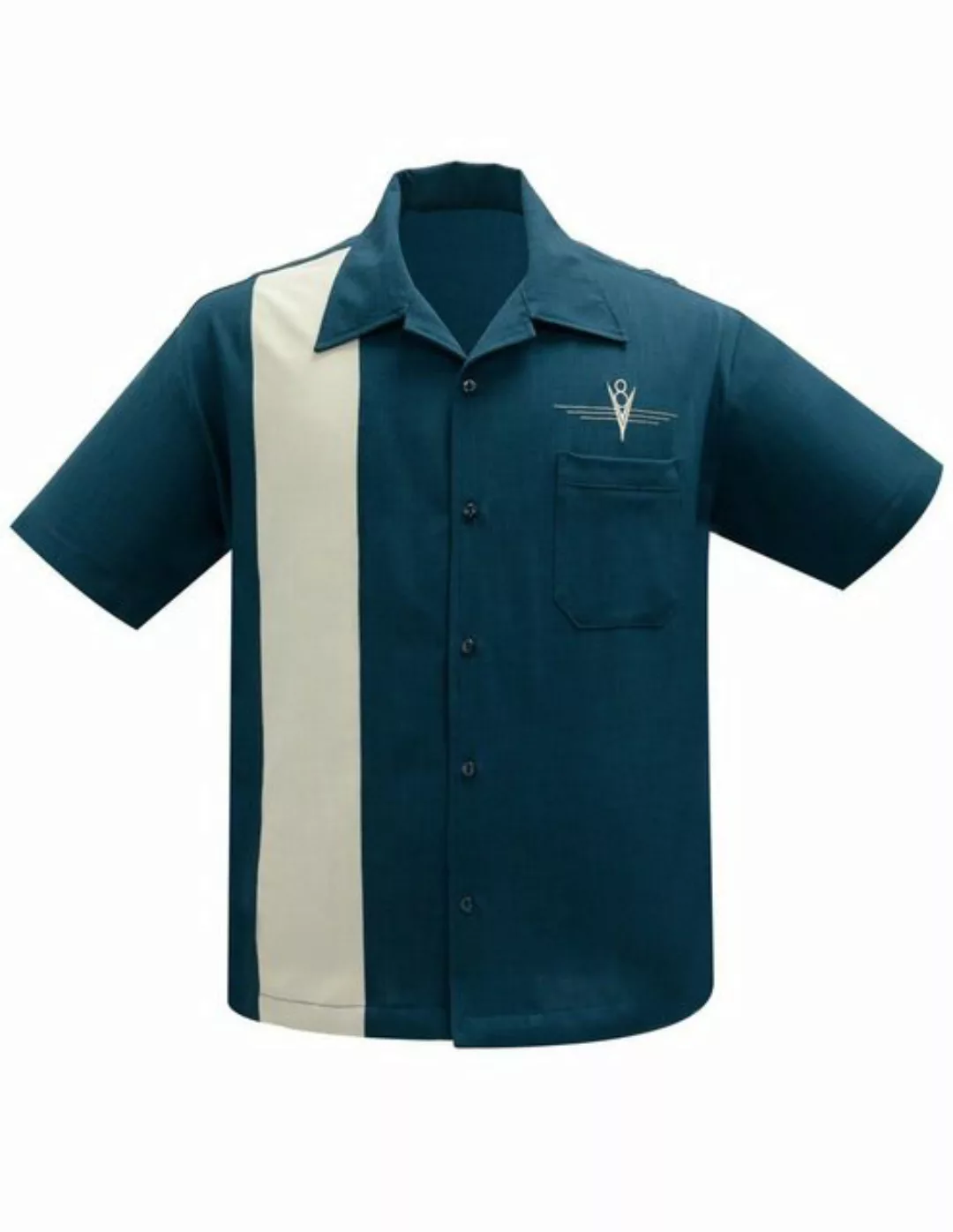 Steady Clothing Kurzarmhemd V8 Classic Teal Retro Vintage Bowling Shirt Roc günstig online kaufen