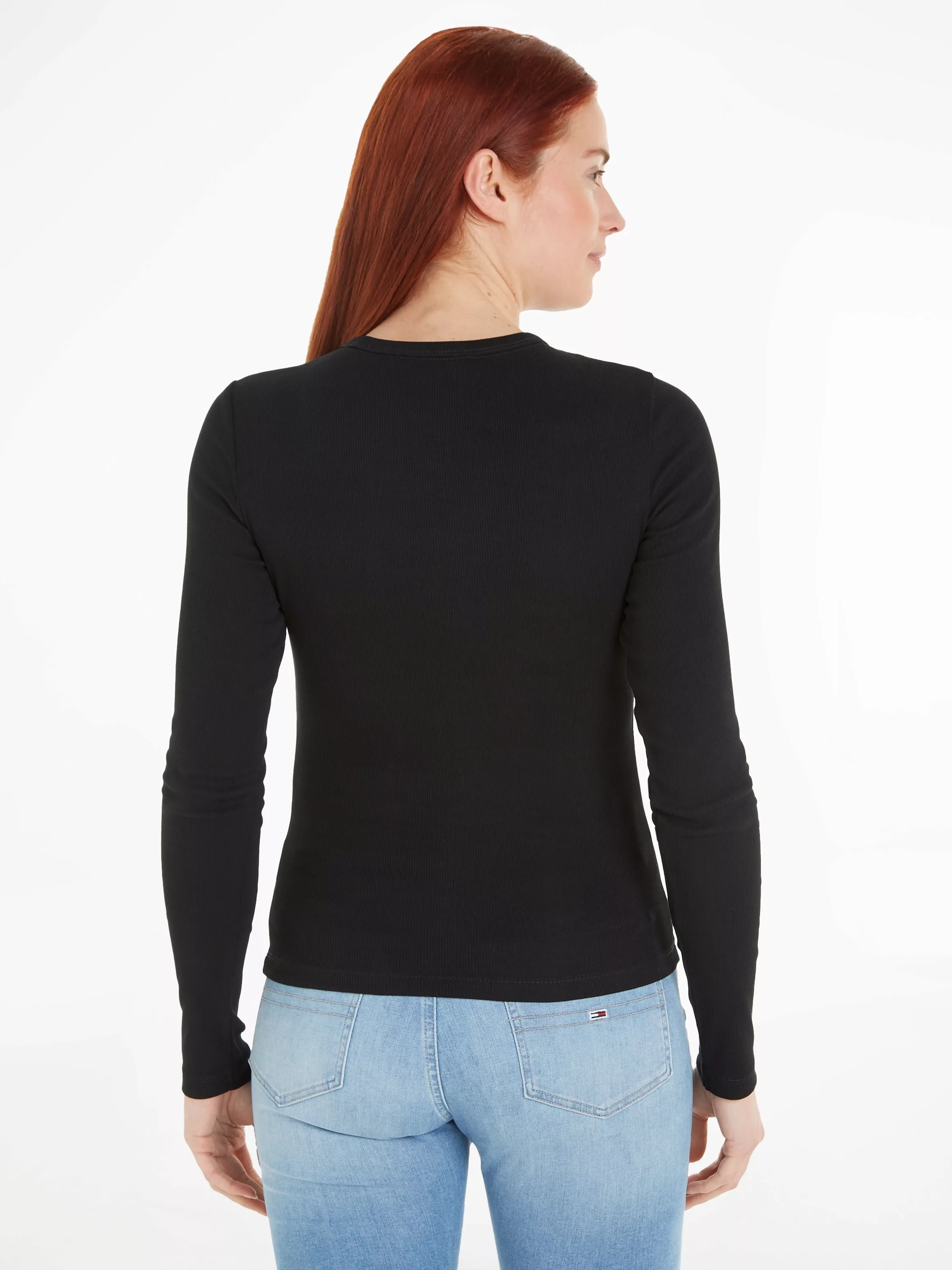 Tommy Jeans Langarmshirt "Slim Essential Rib Longsleeve Rippshirt", in Ripp günstig online kaufen