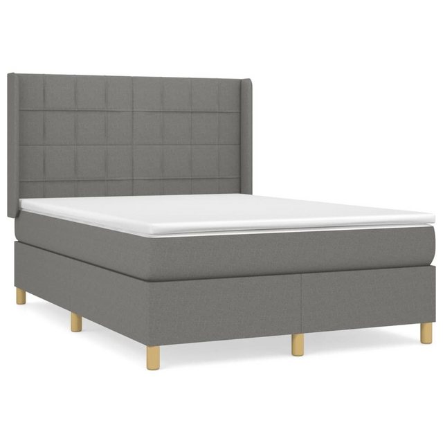 vidaXL Bettgestell Boxspringbett mit Matratze Dunkelgrau 140x190 cm Stoff B günstig online kaufen