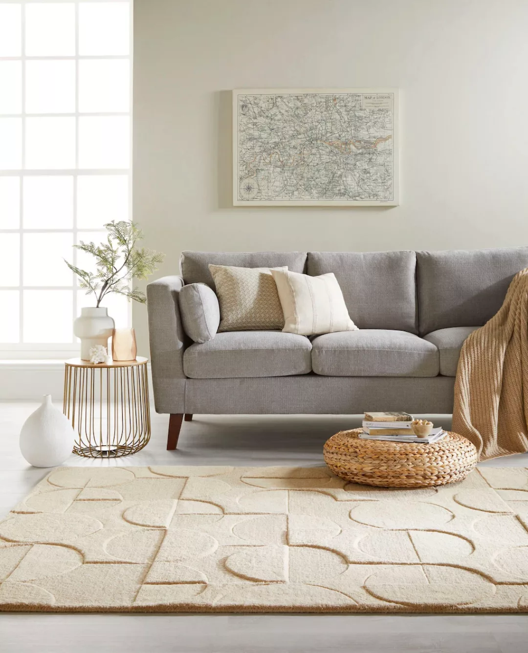 FLAIR RUGS Wollteppich »Gigi«, 8 mm Höhe, aus 100% Wolle, geometrisches Des günstig online kaufen