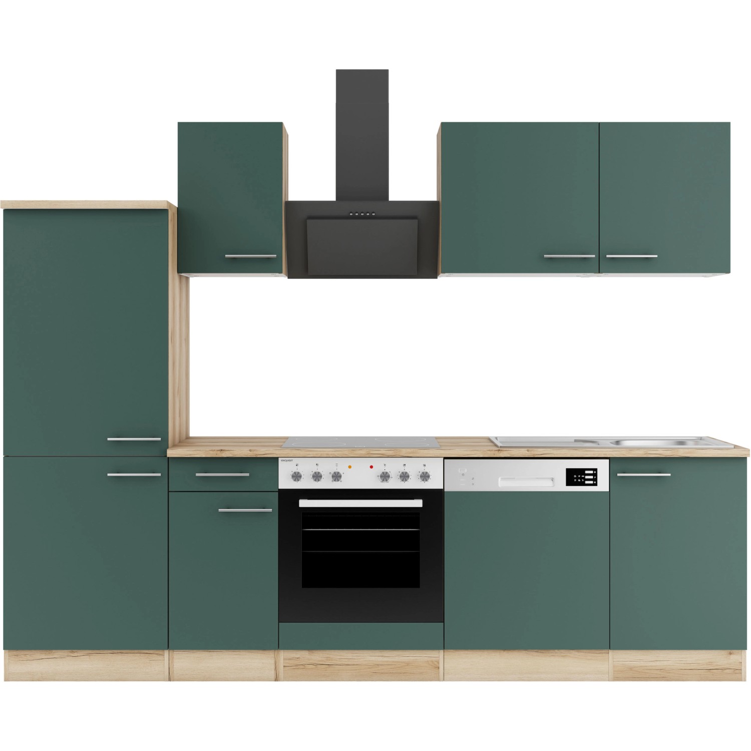 OPTIFIT Savona405 Küchenzeile 270 cm ohne E-Geräte Steingrün günstig online kaufen