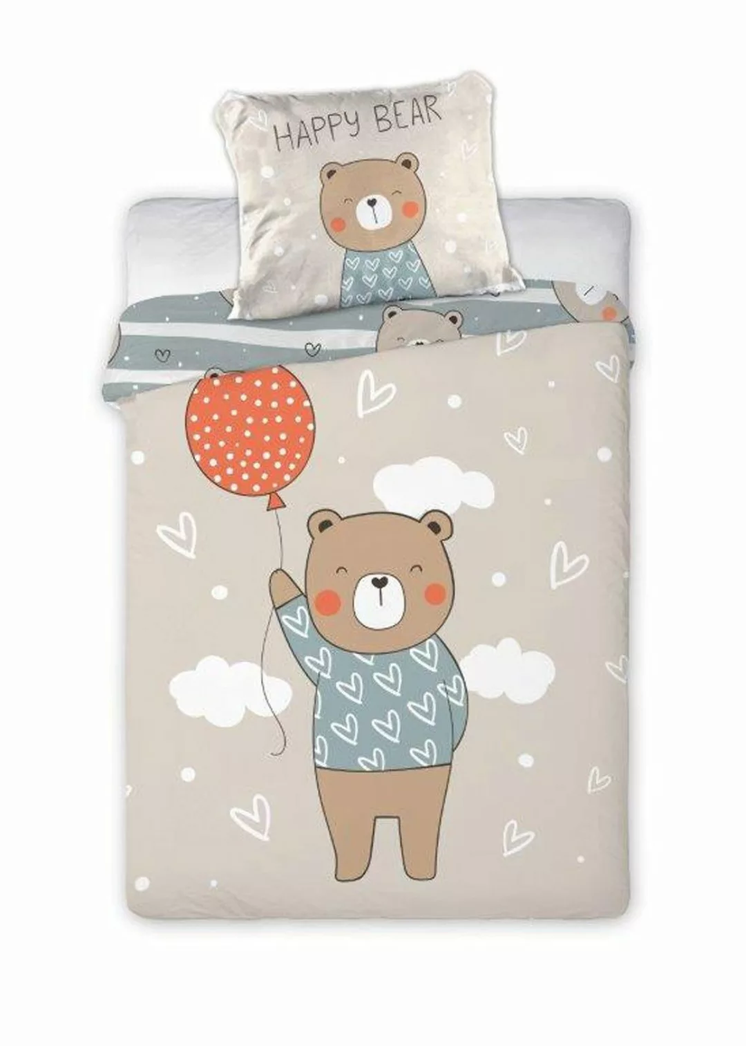 texpot Bettwäsche Kinderbettwäsche Bär mit Luftballon günstig online kaufen
