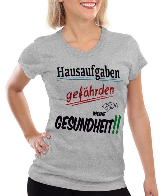 style3 T-Shirt Hausaufgaben gefährden Gesundheit Sprüche Fun schule schüler günstig online kaufen