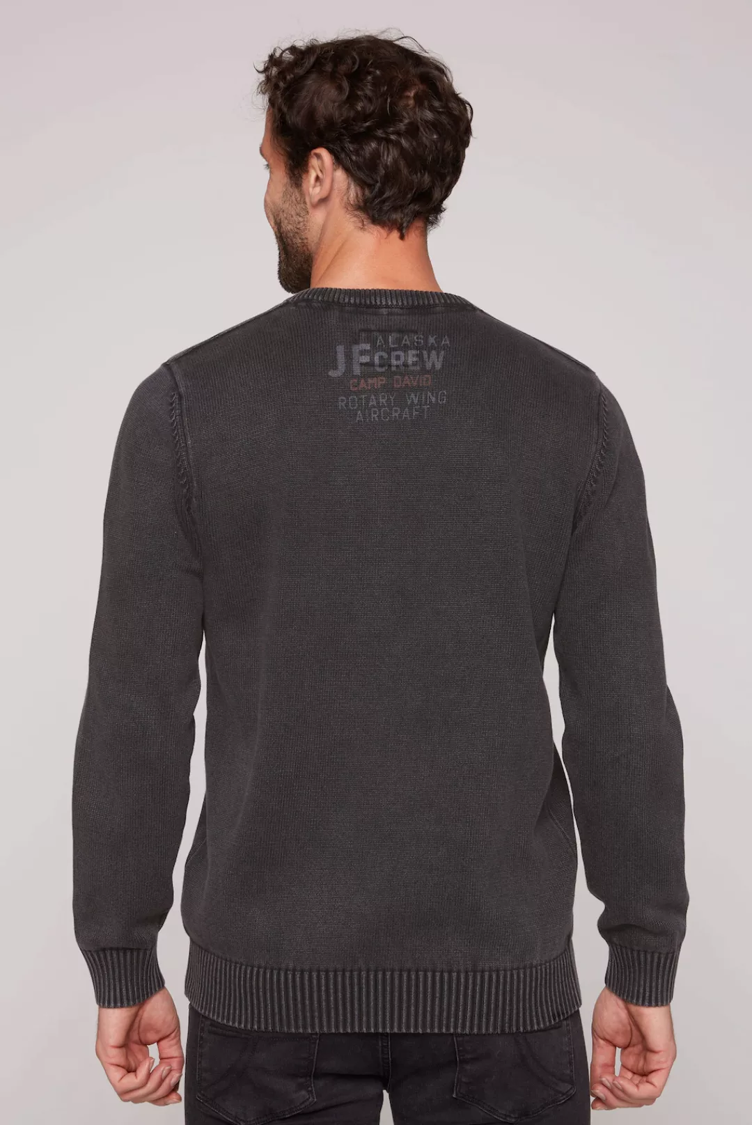 CAMP DAVID Strickpullover mit Logoprints vorne und hinten günstig online kaufen