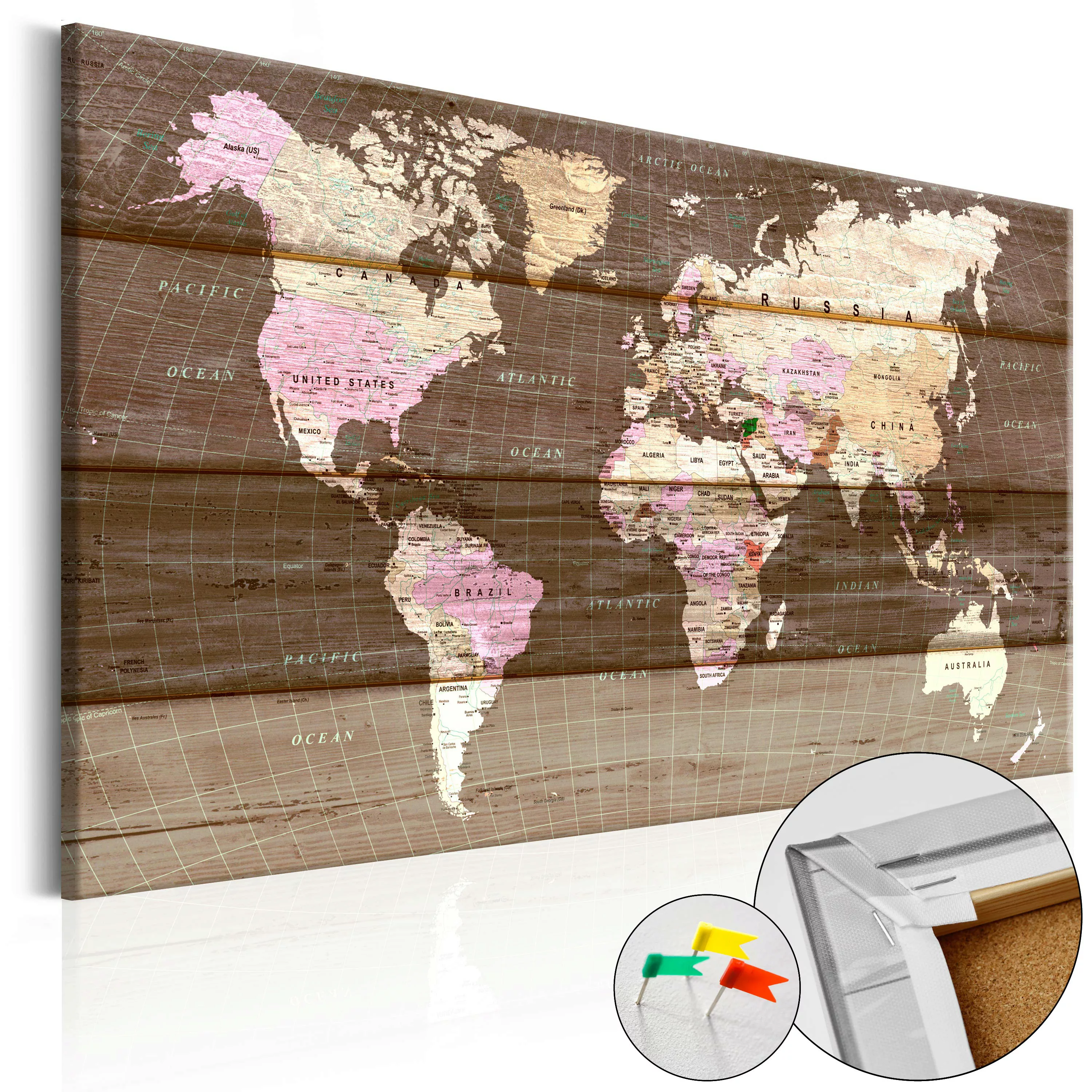 Korkbild - Wooden World [cork Map] günstig online kaufen