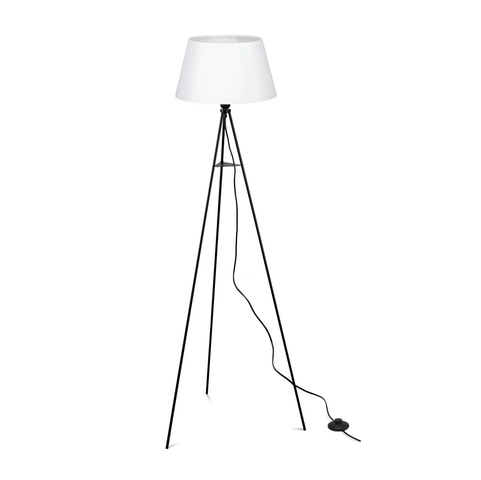 ELC Elsika Tripod-Stehleuchte, Stoffschirm, weiß günstig online kaufen