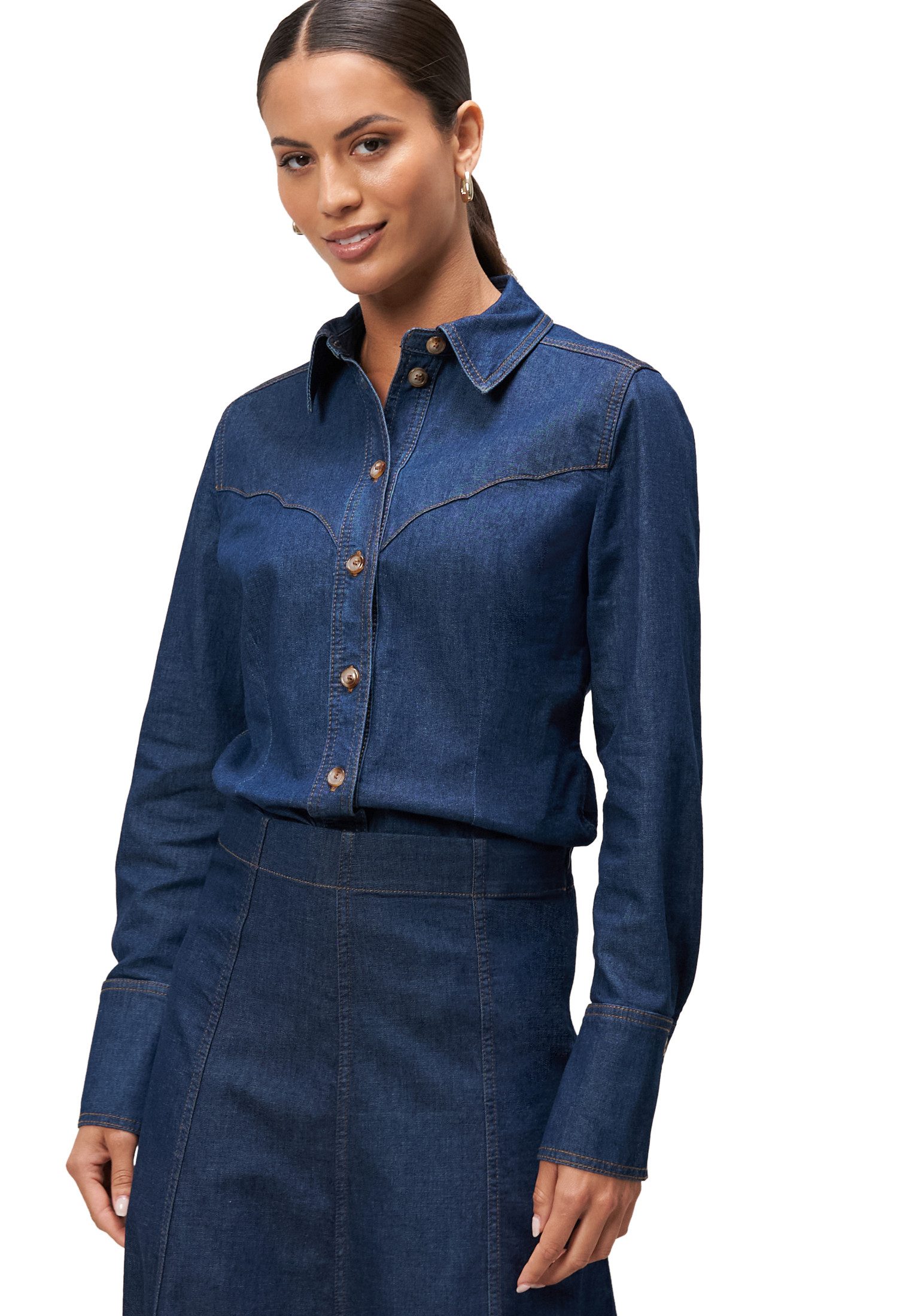 Zero Jeansbluse zero Damen Jeanshemd mit günstig online kaufen