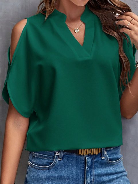 BlauWave 3/4-Arm-Shirt Chiffonbluse DamenbekleidungEinfarbige (1-tlg., Auss günstig online kaufen
