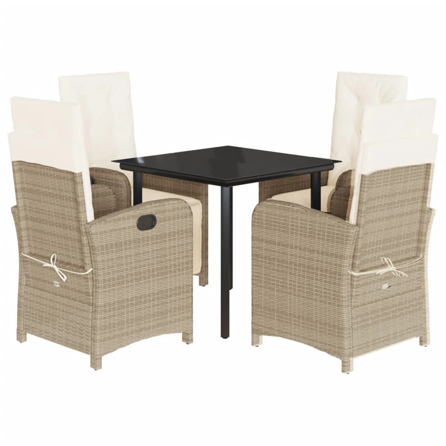 vidaXL 5-Tlg Garten-Essgruppe mit Kissen Beige Poly Rattan 3212382 günstig online kaufen