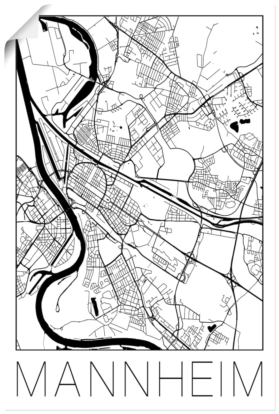 Artland Wandbild "Retro Karte Mannheim Deutschland", Deutschland, (1 St.), günstig online kaufen