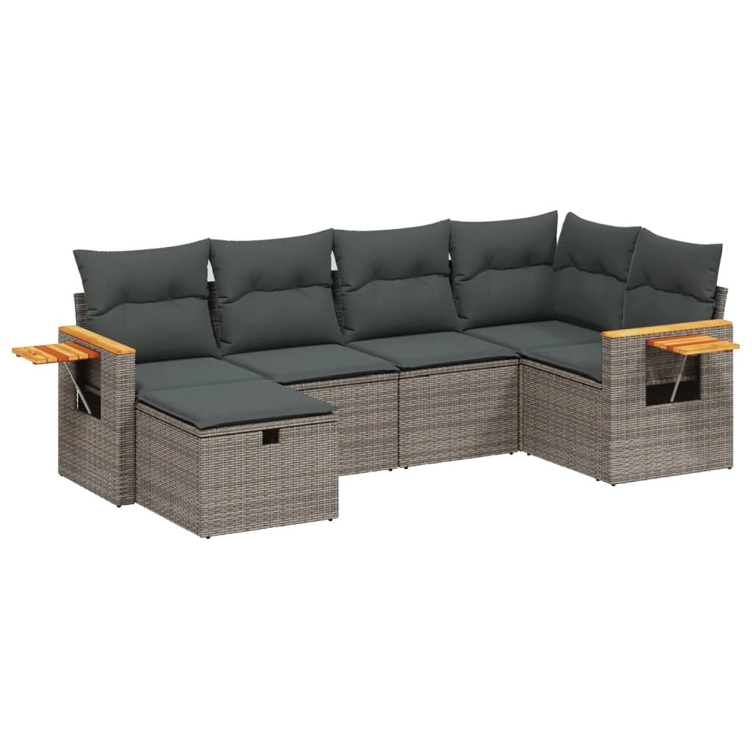 vidaXL 6-Tlg Garten-Sofagarnitur mit Kissen Grau Poly Rattan 3265519 günstig online kaufen