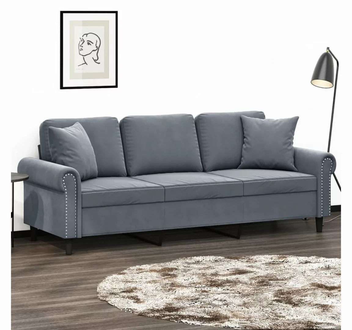 vidaXL Sofa Sofa mit Zierkissen Samt, 180 cm, 3-Sitzer günstig online kaufen