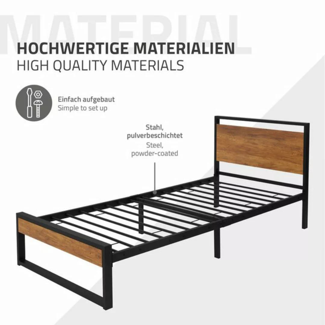 ML-DESIGN Metallbett Einzelbett Stahl mit Lattenrost inkl. Holz-Kopf- & Fuß günstig online kaufen