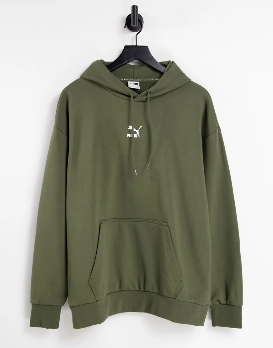 PUMA Classics – Oversize-Kapuzenpullover in Khaki-Grün günstig online kaufen