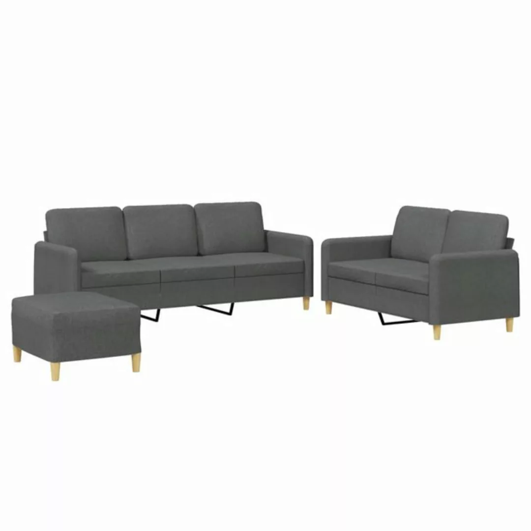 vidaXL Sofa 3-tlg. Sofagarnitur mit Kissen Dunkelgrau Stoff günstig online kaufen