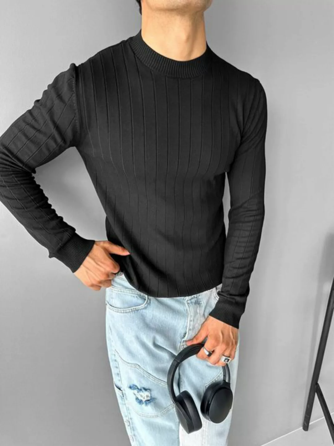 Abluka Strickpullover Slim Fit Rippstrickpullover – Perfekt für einen elega günstig online kaufen