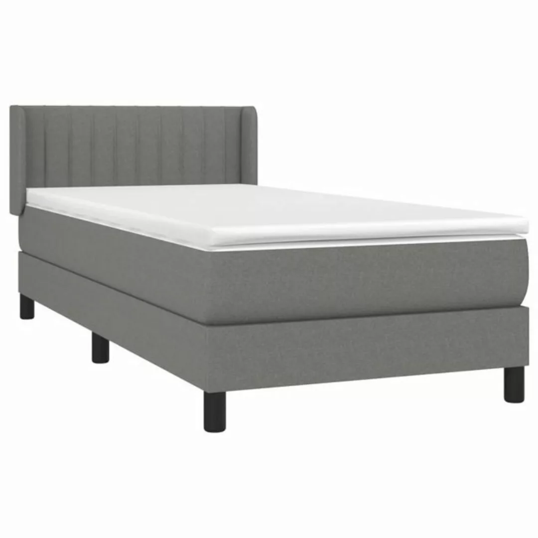 vidaXL Boxspringbett Boxspringbett mit Matratze Dunkelgrau 80x200 cm Stoff günstig online kaufen