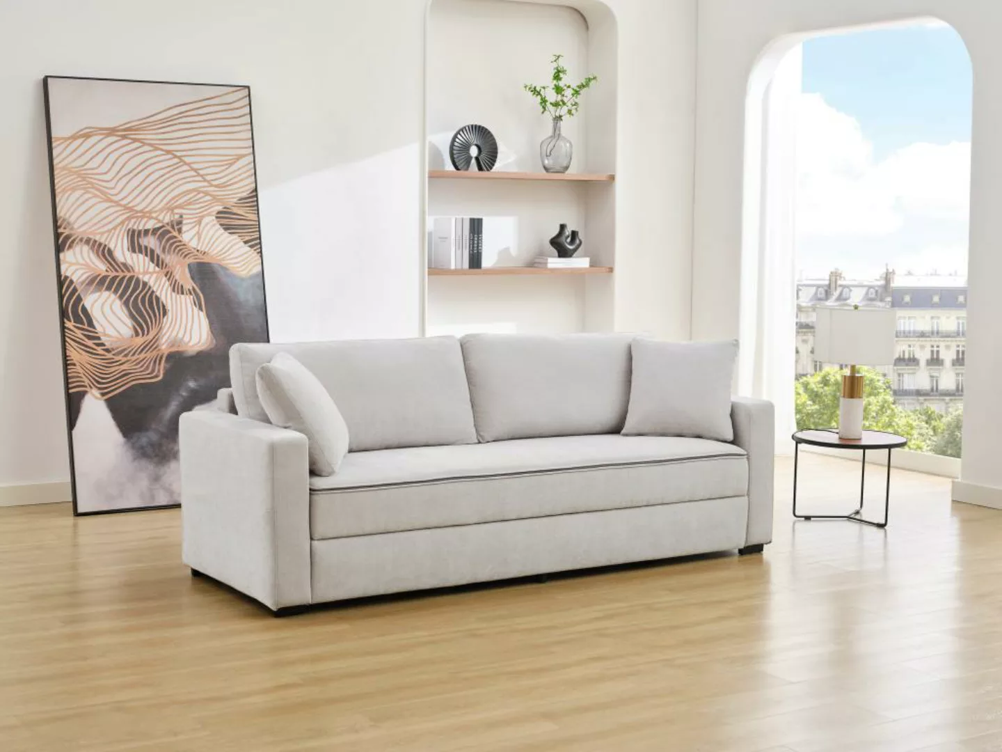 Sofa mit Schlaffunktion 3-Sitzer - Sitzfläche mit Memory Schaum - Stoff - G günstig online kaufen