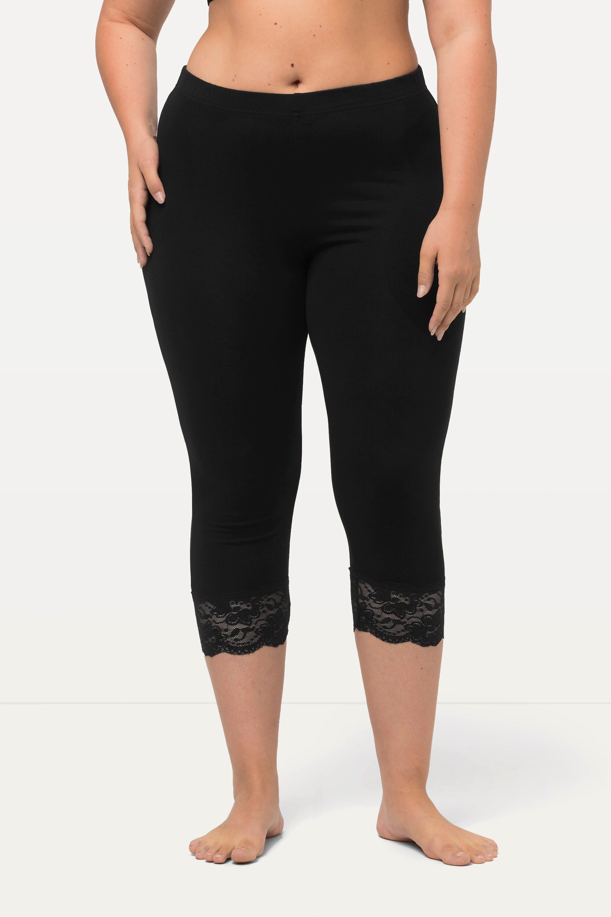 Ulla Popken Caprihose Capri elastischer Spitzensaum günstig online kaufen