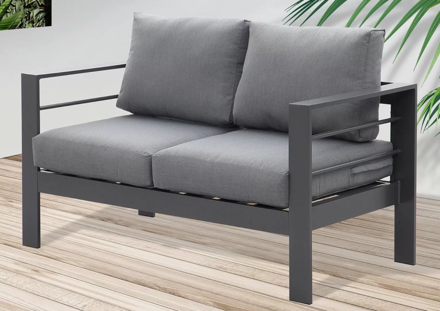 MeXo Loungesofa Gartenmöbel Set 2-Sitzer Gartensofa aus Aluminum, Gartenban günstig online kaufen