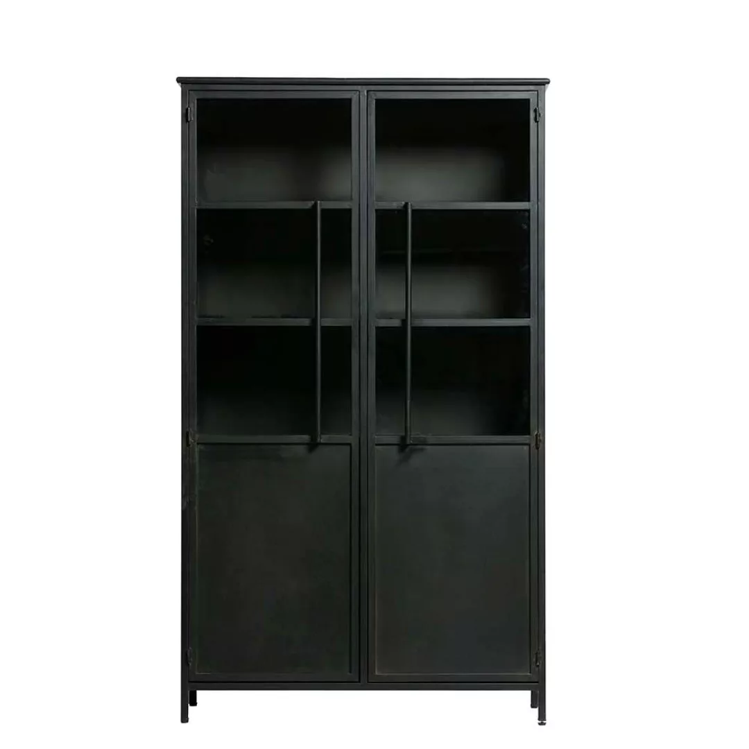 Vitrinenschrank in Schwarz Loft Design günstig online kaufen