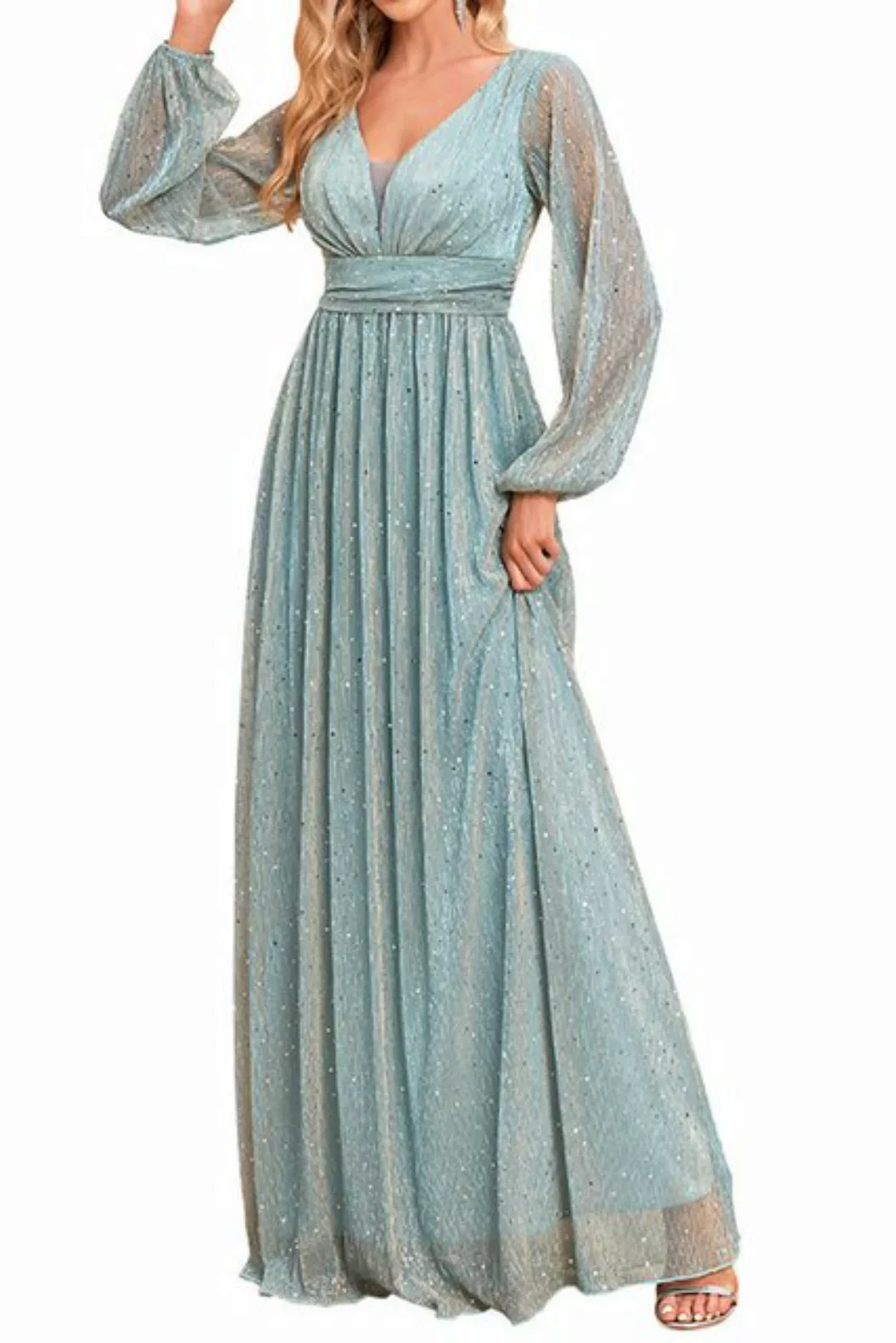 ENIX Abendkleid Damen-Abendkleid mit Spitze V-Ausschnitt und Pailletten Par günstig online kaufen
