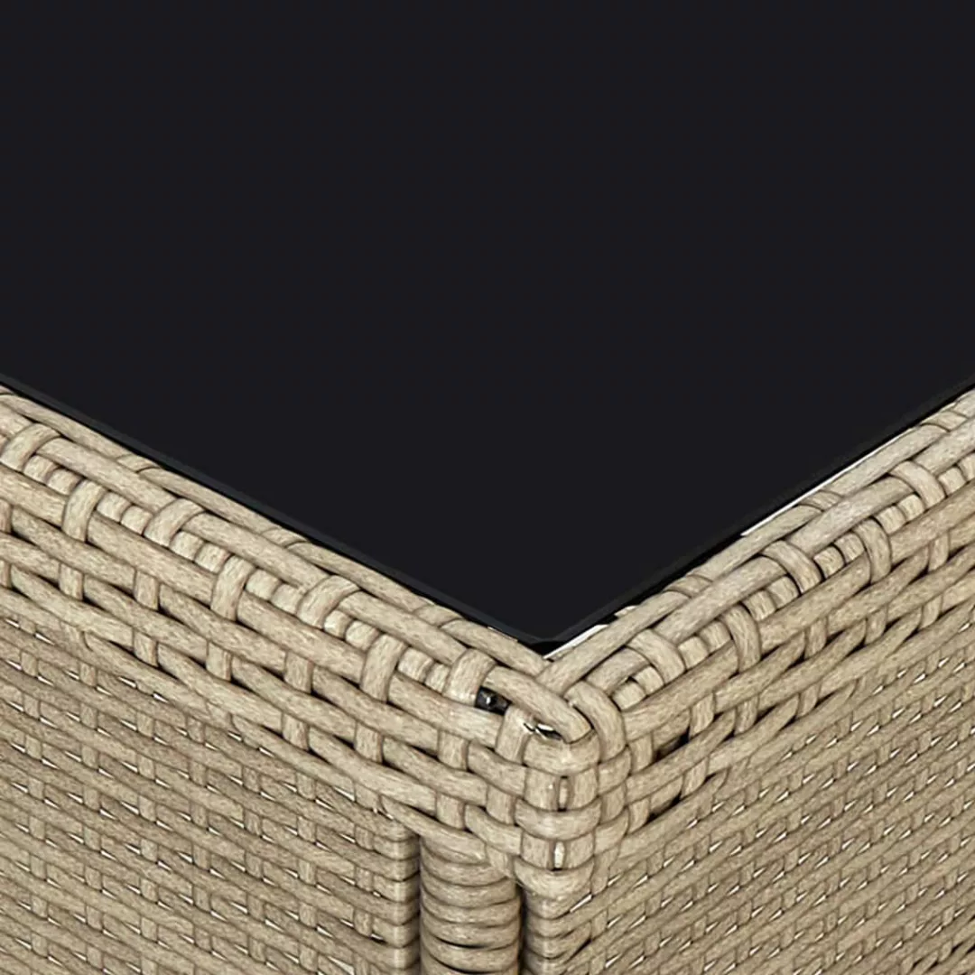 Garten-esstisch Beige Poly Rattan Und Glas günstig online kaufen