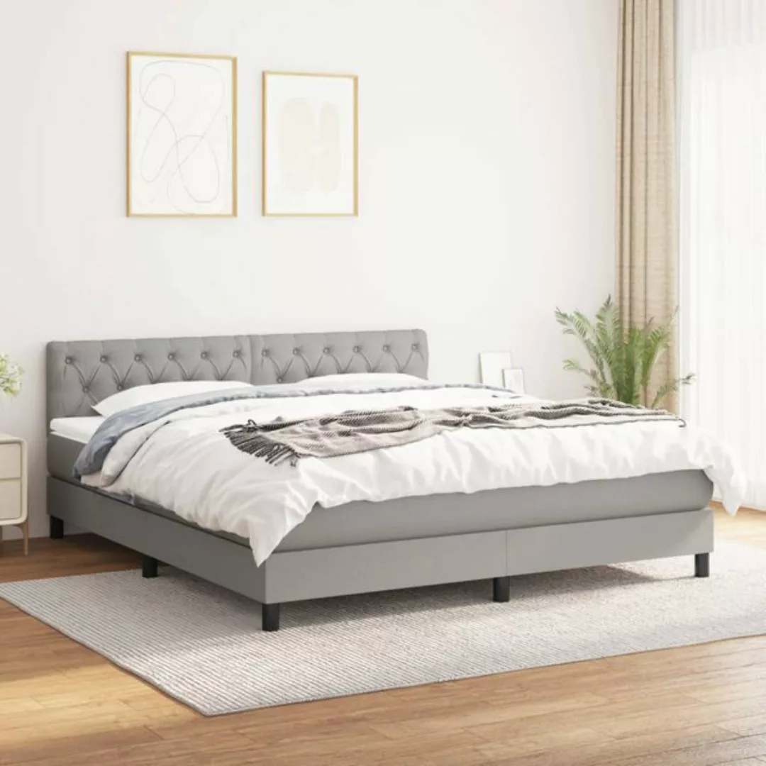 vidaXL Boxspringbett Boxspringbett mit Matratze Hellgrau 160x200 cm Stoff B günstig online kaufen