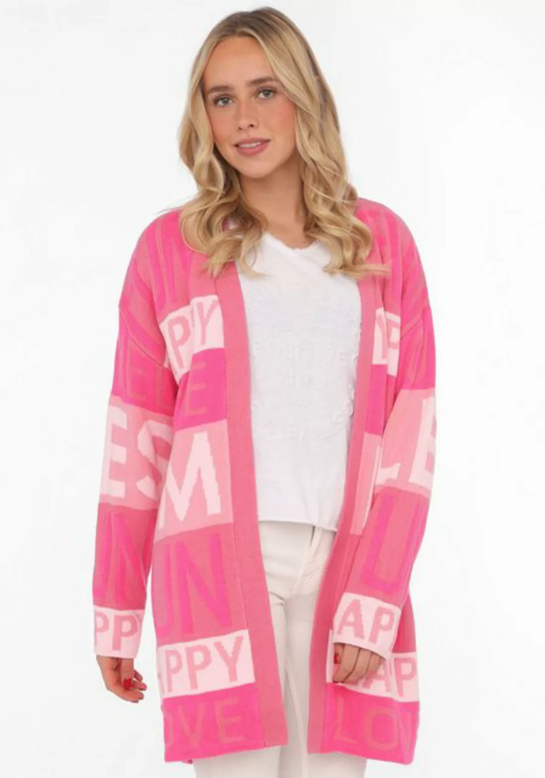 Zwillingsherz Cardigan ""Smile Fun Happy"", mit Schriftzug und Streifen günstig online kaufen