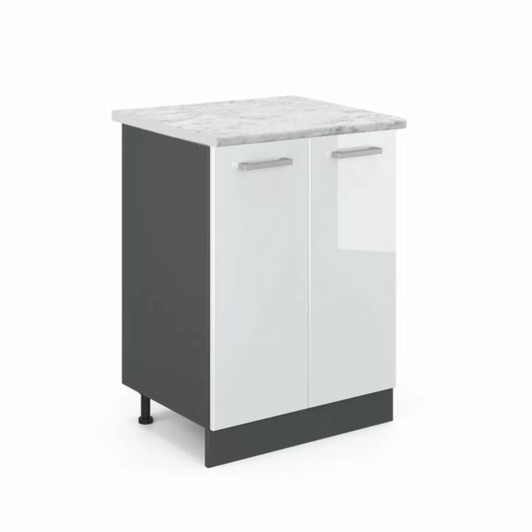 Vicco Unterschrank R-Line, Weiß Hochglanz/Anthrazit, AP Marmor günstig online kaufen