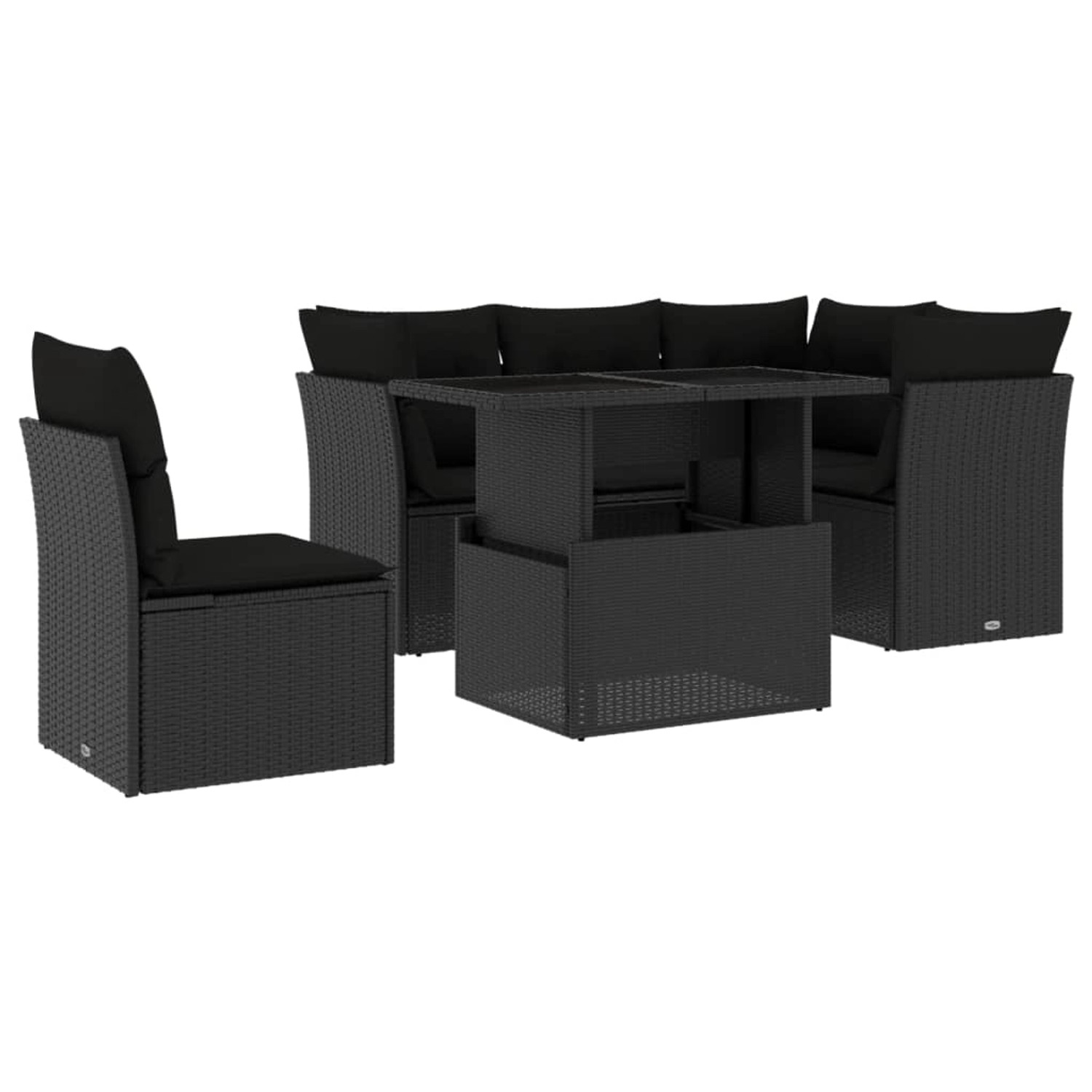 vidaXL 6-Tlg Garten-Sofagarnitur mit Kissen Schwarz Poly Rattan 3266585 günstig online kaufen