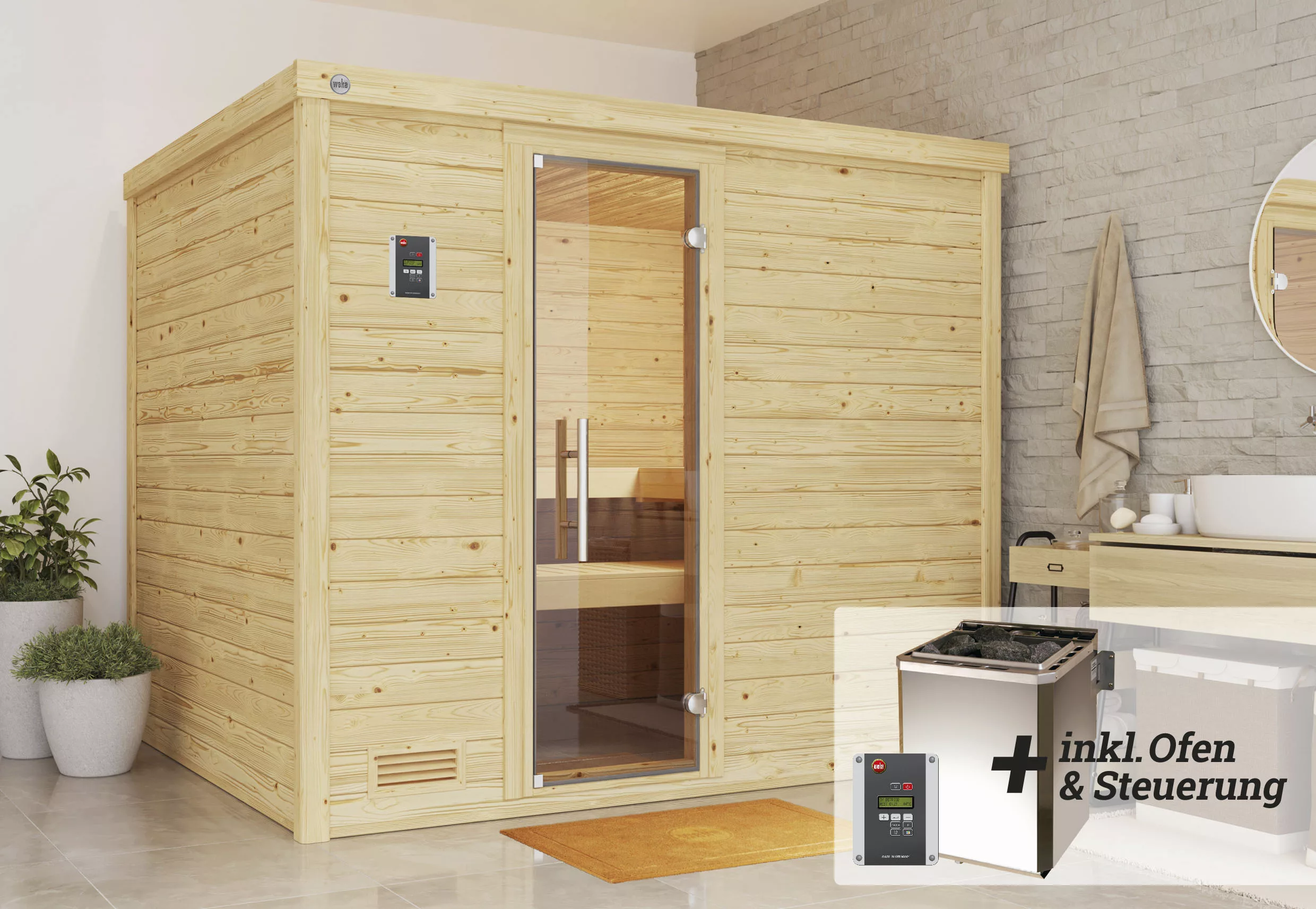 weka Sauna »Bergen«, 7,5 kW Bio-Ofen mit digitaler Steuerung günstig online kaufen