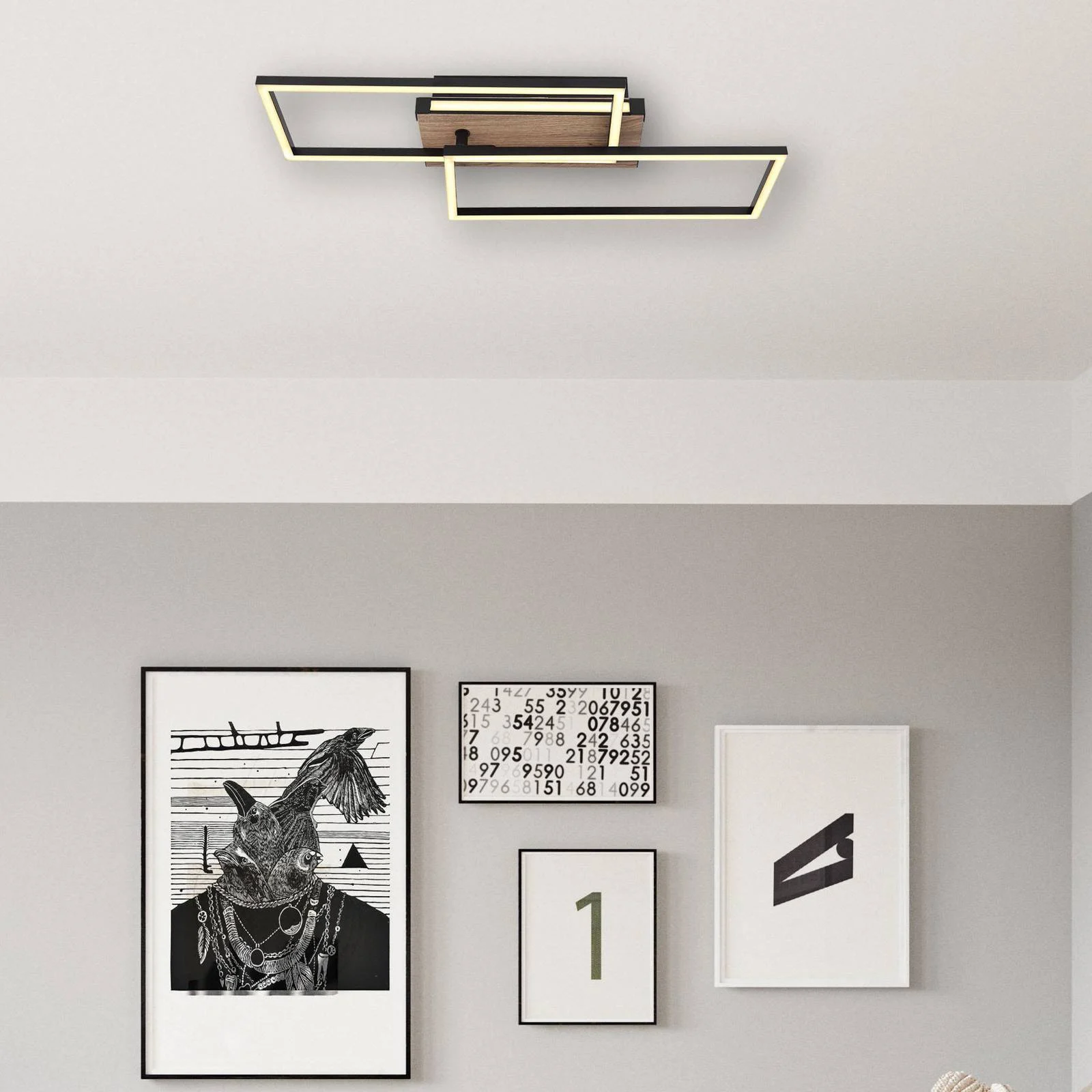 LED-Deckenleuchte Colli, Breite 49 cm, Holz dunkel, Holz günstig online kaufen