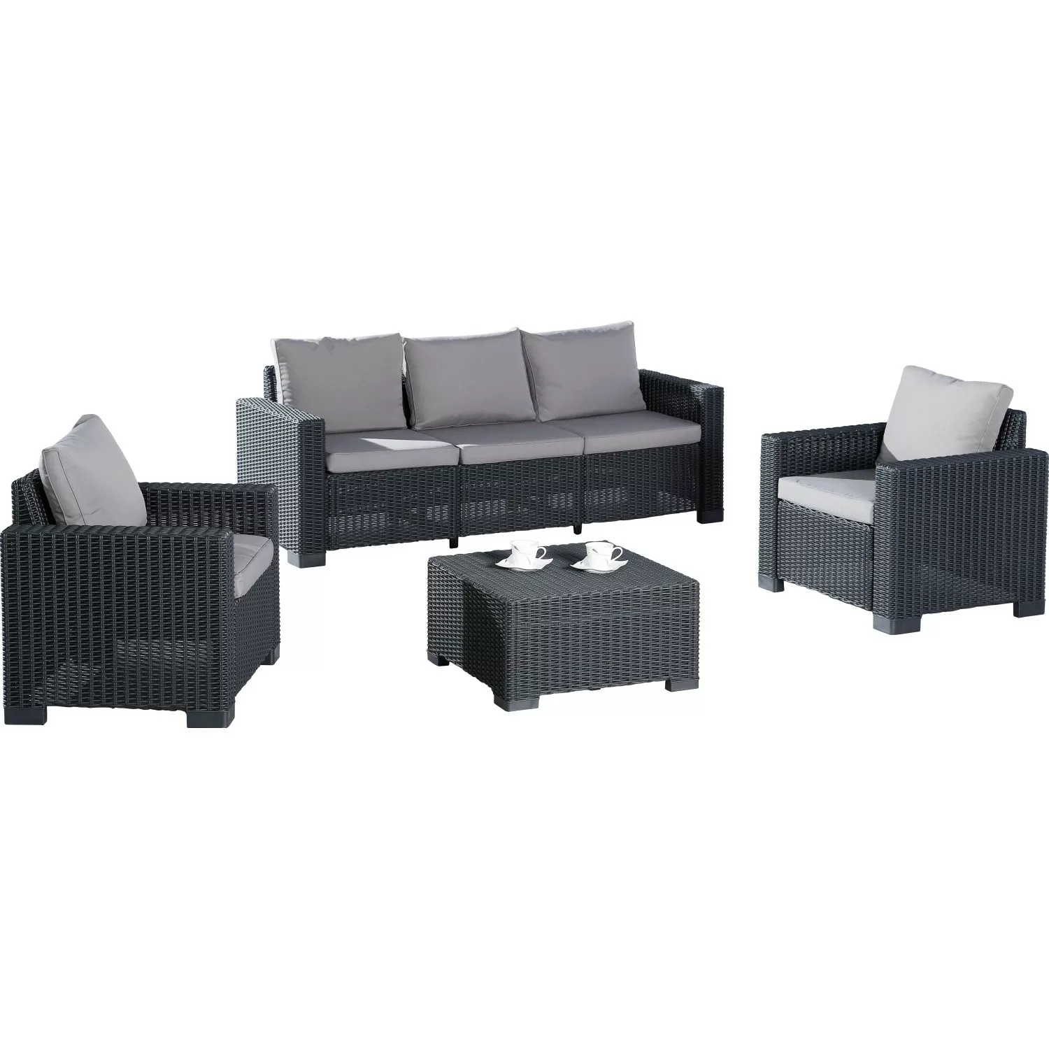 Best Garten-Lounge-Set Mombasa 4-teilig aus Polyrattan Cappuccino/Sand günstig online kaufen