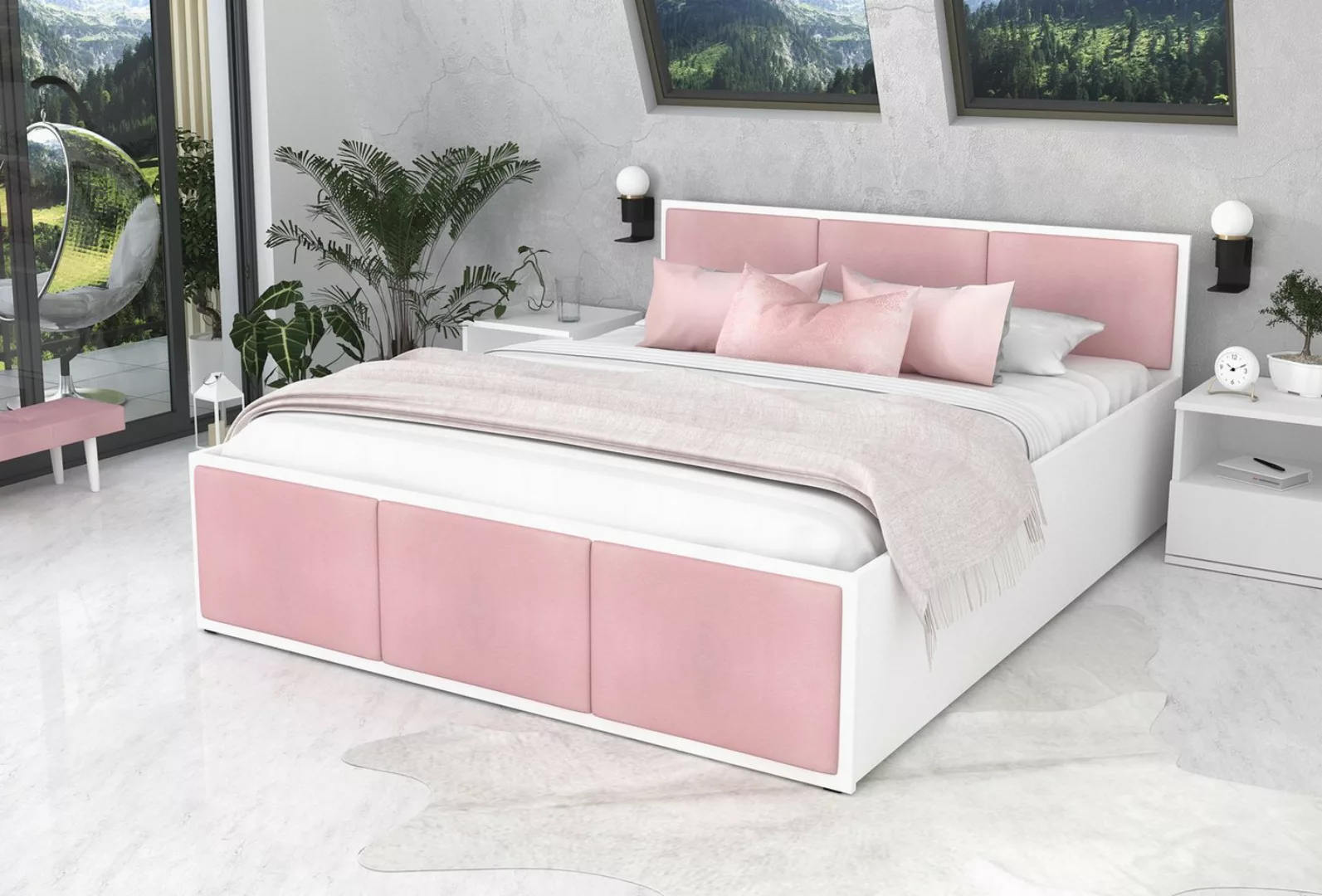 pressiode Bett mit Lattenrost Jugendbett Doppelbett 120x200 weiß - rosa mit günstig online kaufen